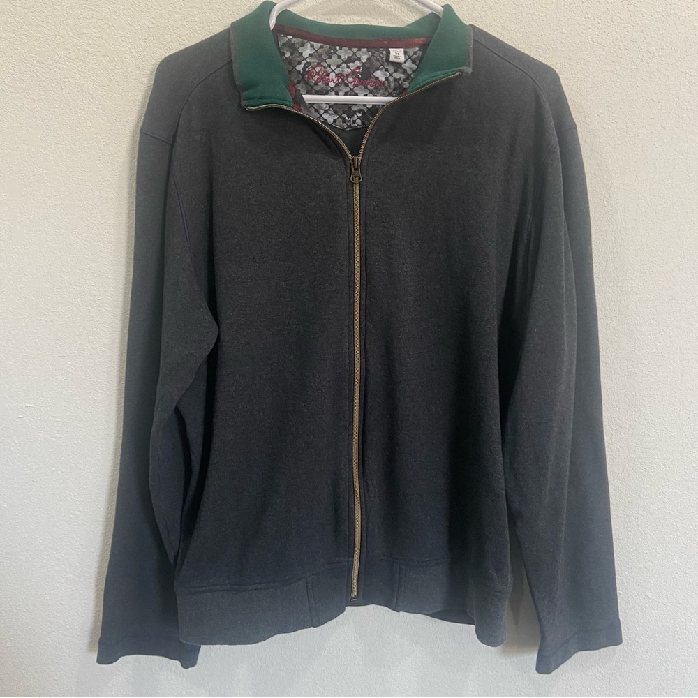 Robert Graham Mens Classic Fit‎ Jacket Lightweight Full Zip Dark Gray Medium